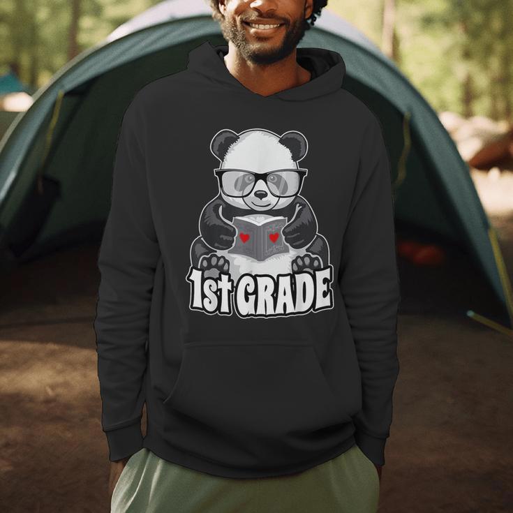 1st Grade Back To School Panda Book Reader Teacher Heart Men Hoodie 1st Grade Back To School Panda Book Reader Teacher Heart Men Hoodie