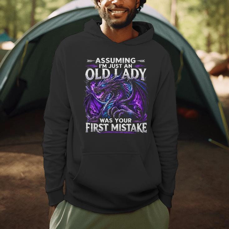 Assuming I'm Just An Old Lady Fantasy Book Reader Mom Dragon Men Hoodie