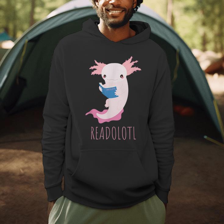 AXOLOTL Reads a Book READOLOTL Bookworm Axolotl Men Hoodie