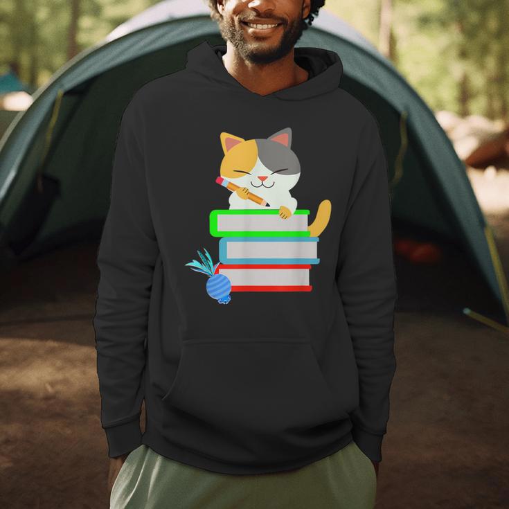 Back To School Kawaii Cat School Books Homework For Men Women Kids Men Hoodie