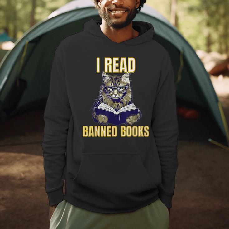 Banned Books Cat Reader Anti-Censorship Men Hoodie
