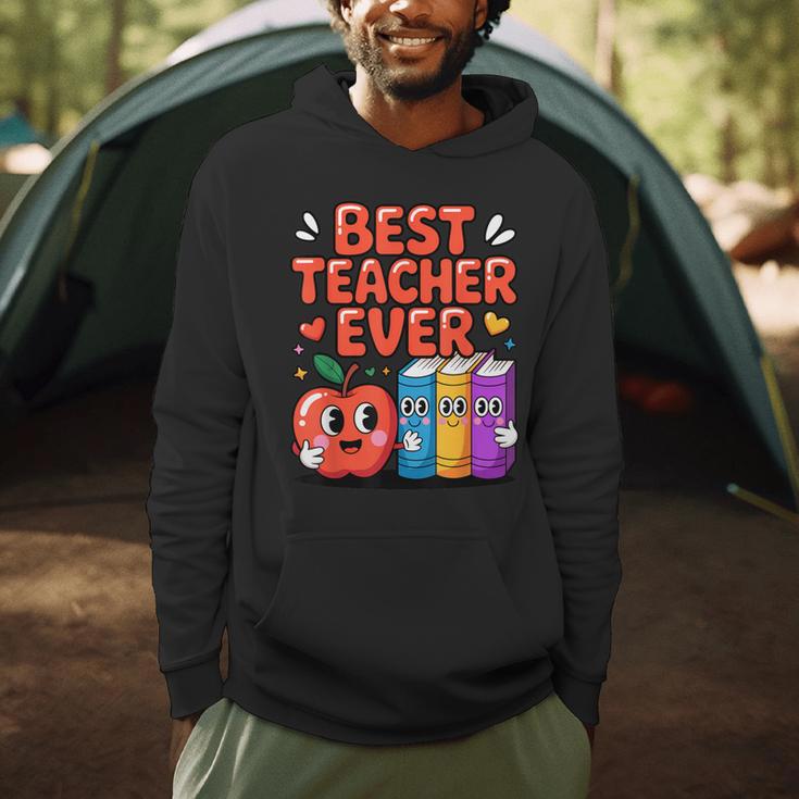 Best Teacher Ever Cute Apple Books School Classroom Vibes Men Hoodie