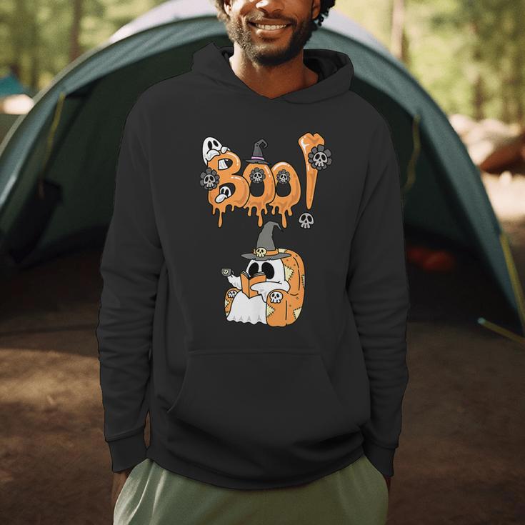 Boo Kids Book Lover Ghost Halloween Librarian Men Hoodie