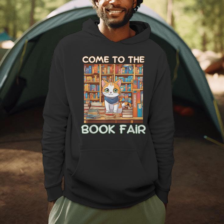 Book Fair Week Librarian Library Cat Come To The Book Fair Men Hoodie