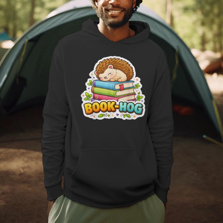 Book Hog Lover Hedgehog Owner Erinaceinae Bookworm Pun Joke Men Hoodie