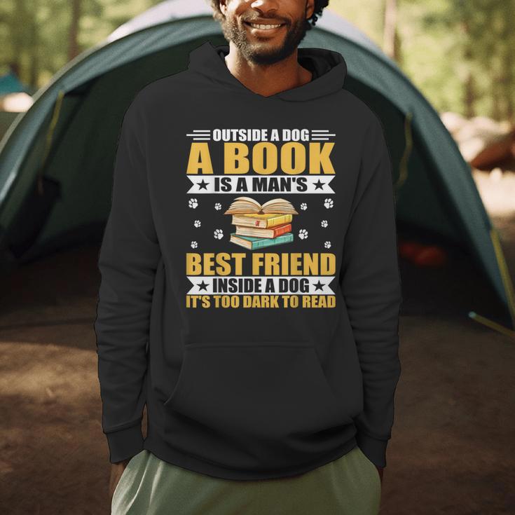 Book Lover Outside a Dog a Book Is a Man's Best Friend Men Hoodie