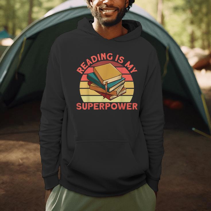 Book Lovers Reading Is My Superpower Avid Readers Bookworms Men Hoodie