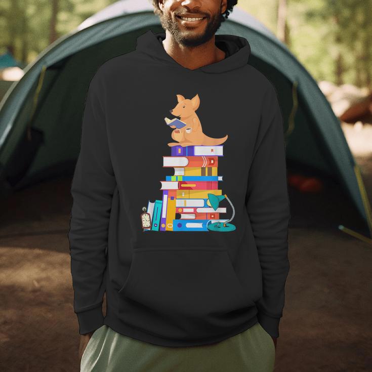 Book Reading Kangaroo Tea Coffee Kawaii Bookworm Men Hoodie
