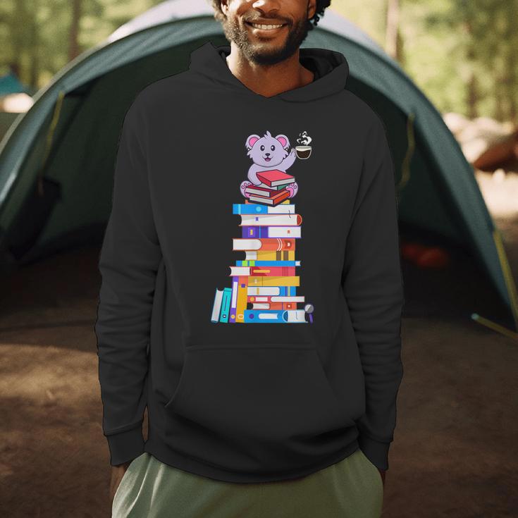 Book Reading Tea Coffee Kawaii Bookworm Koala Men Hoodie