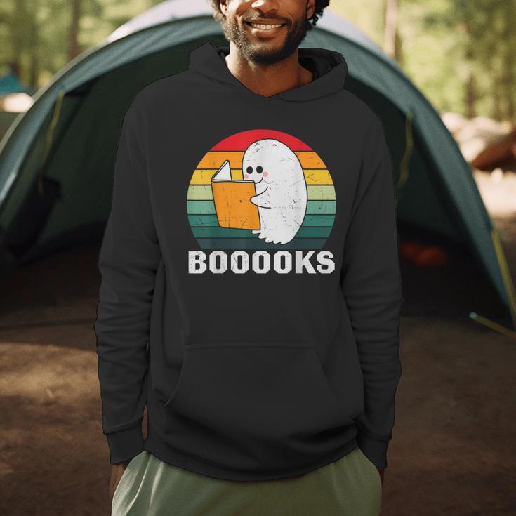 Booooks Funny Halloween Ghost Books For Bookworm Readers Men Hoodie