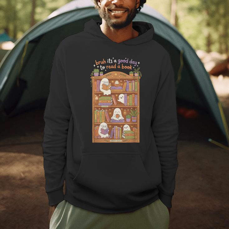 Bruh Its A Good Day To Read A Book Cute Ghost Reader Men Hoodie