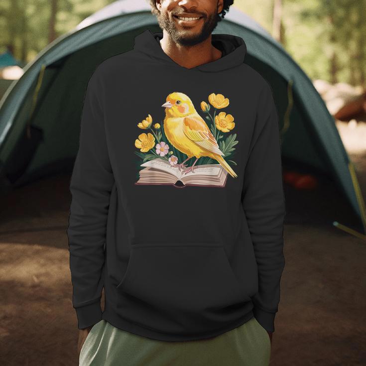 Canary Bird Floral Book Yellow Bird Reading Bookish Teacher Men Hoodie