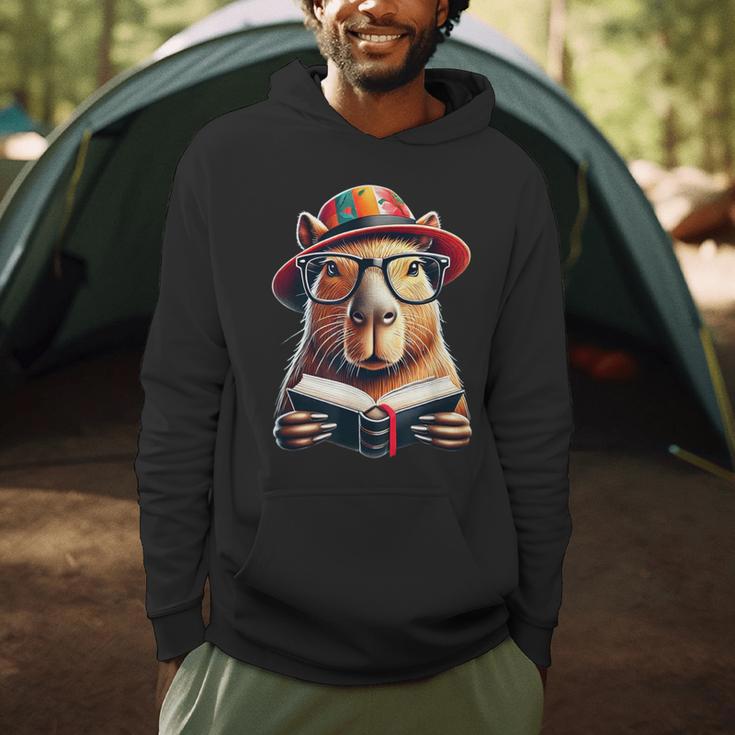 Capybara Bookworm Rodent Reading a Book Men Hoodie