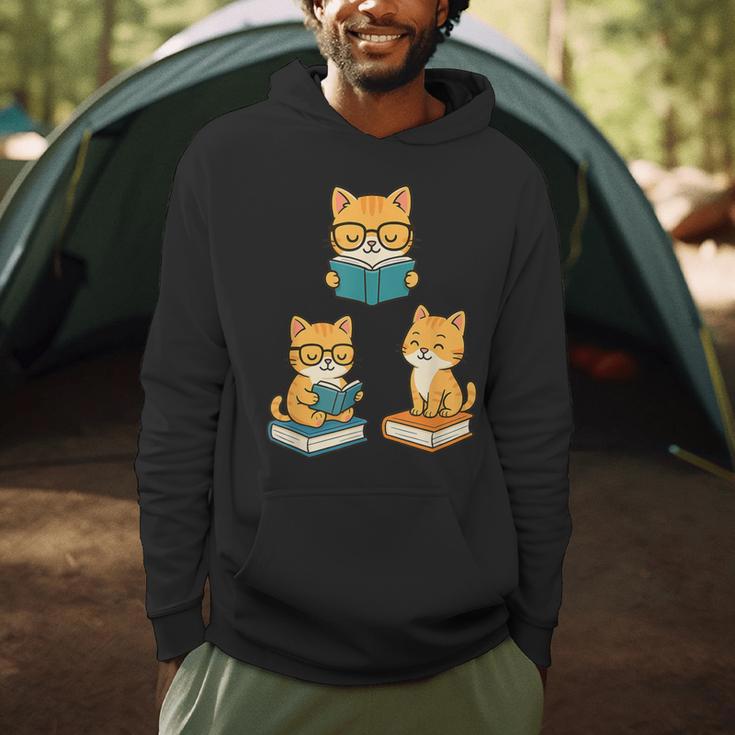 Cats Reading Book Lover Reading Bookworm Reader Men Hoodie