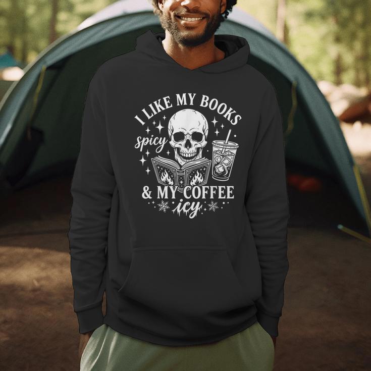 Coffee Skeleton I Like My Books Spicy And My Coffee ICY Men Hoodie