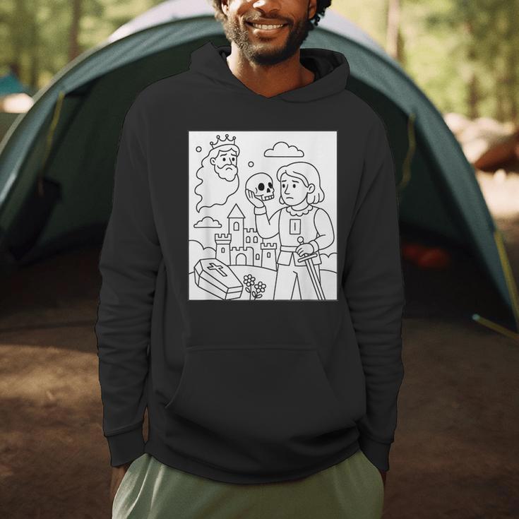 Coloring Book Hamlet Ghost Yorick Castle Shakespeare Play Men Hoodie
