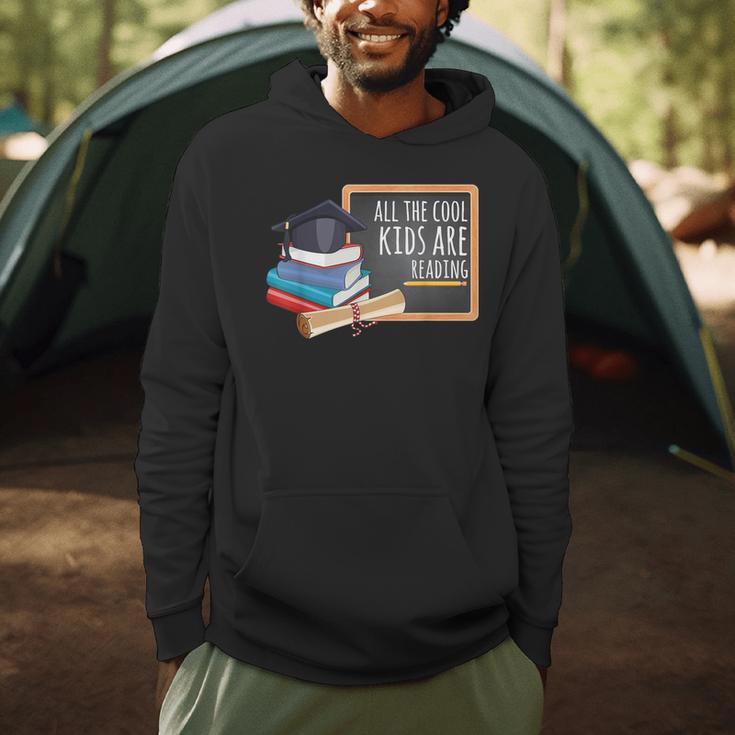 All The Cool Kids Are Reading Book Nerd School Graduation Men Hoodie