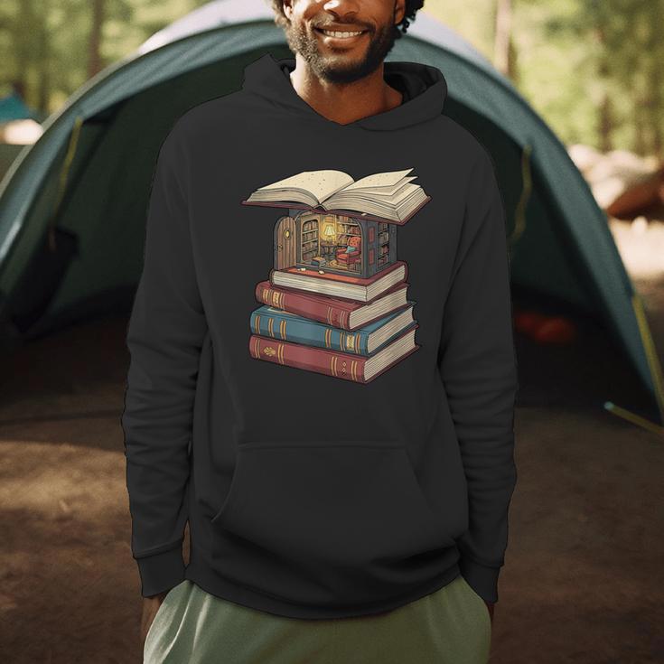 Cozy Reading Nook Between Books Book Lover Aesthetic Men Hoodie