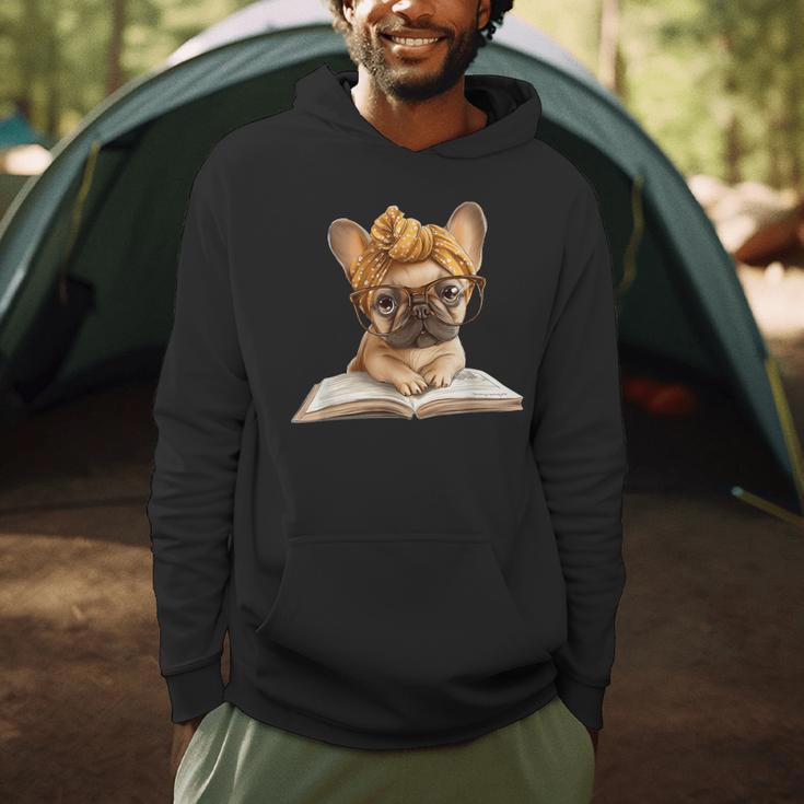 Cute Bulldog Reading Dog Book Lover Animal Graphic French Men Hoodie Cute Bulldog Reading Dog Book Lover Animal Graphic French Men Hoodie
