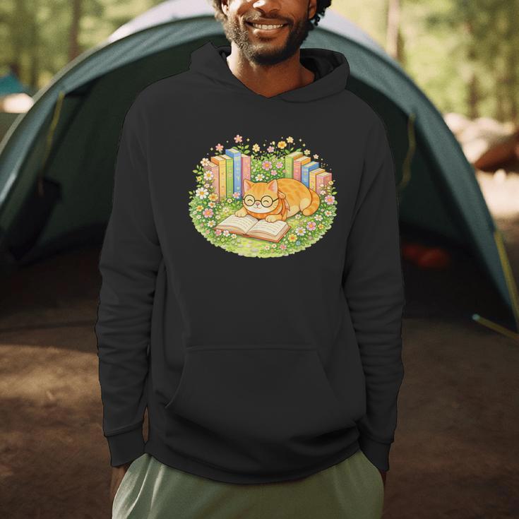 Cute Kawaii Cat Books Flowers Men Hoodie Cute Kawaii Cat Books Flowers Men Hoodie