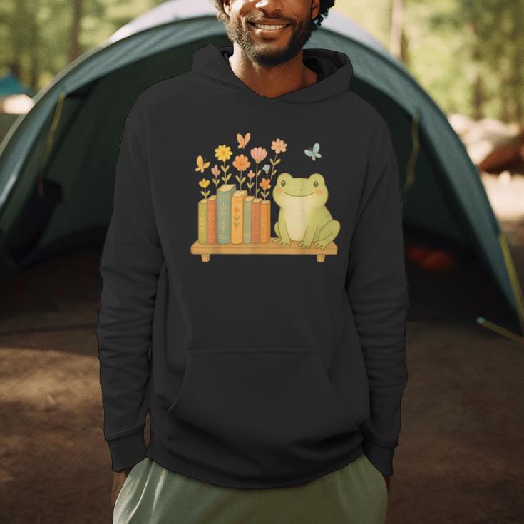 Cute Kawaii Frog Books Flowers Men Hoodie