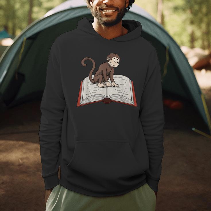 Cute Monkey Reading Books Literature Nature Men Hoodie Cute Monkey Reading Books Literature Nature Men Hoodie