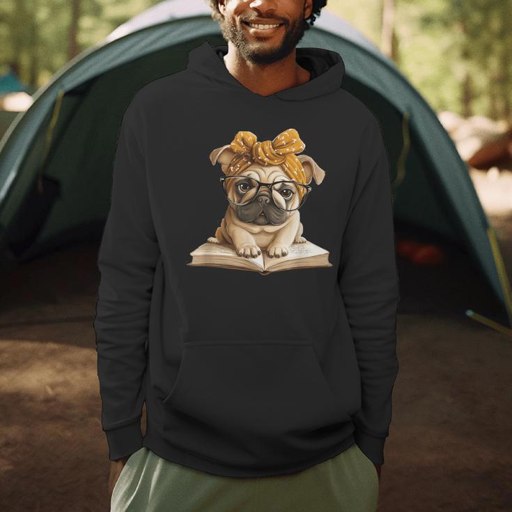 Cute Pug Reading Dog Book Lover Animal Graphic Baby Portrait Men Hoodie