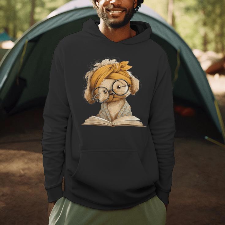 Cute Puppy Reading Dog Book Lover Animal Graphic Small Open Men Hoodie Cute Puppy Reading Dog Book Lover Animal Graphic Small Open Men Hoodie