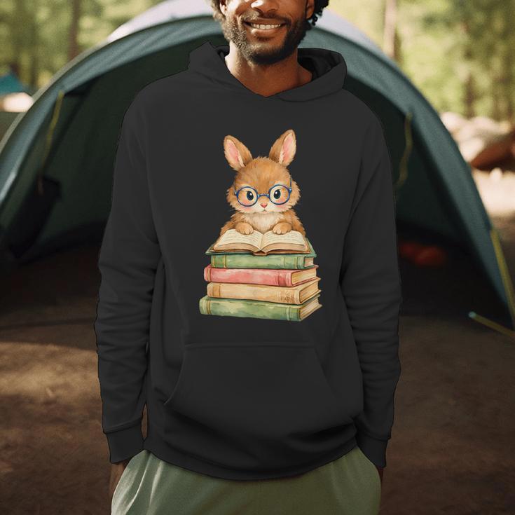 Cute Rabbit Bunny Reading Book Easter Day Teacher Librarian Men Hoodie Cute Rabbit Bunny Reading Book Easter Day Teacher Librarian Men Hoodie