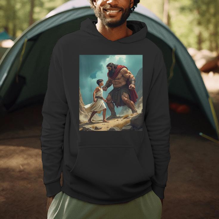 David And Goliath Bible Book Of Samuel King David Painting Men Hoodie