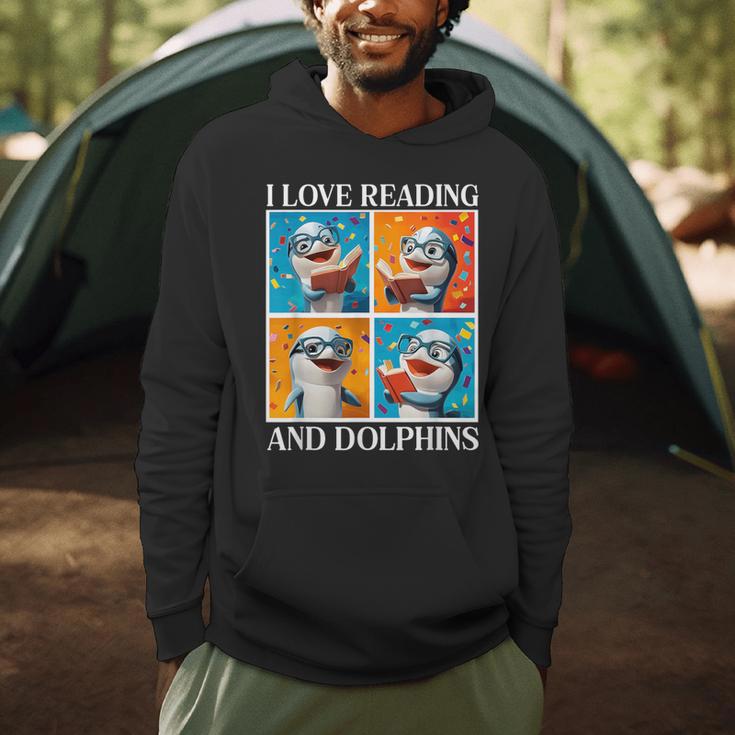 Dolphin Love Reading And Dolphins Child Book Lover Men Hoodie