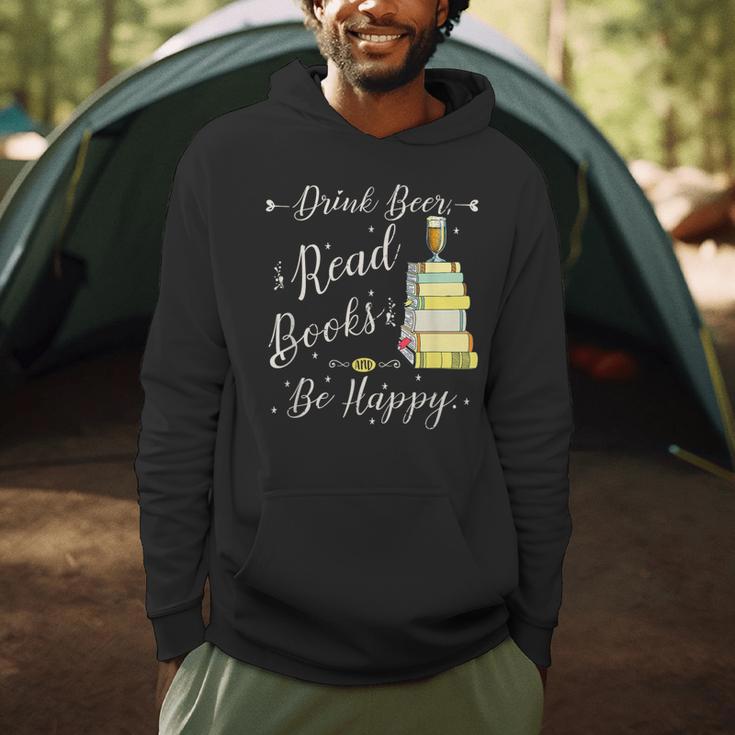 Drink Beer Read Books Be Happy Book For Readers Men Hoodie