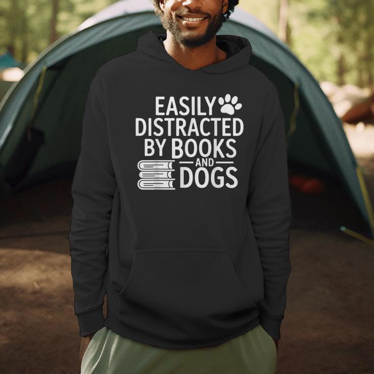 Easily Distracted By Books And Dogs Dog Parent Bibliophile Men Hoodie Easily Distracted By Books And Dogs Dog Parent Bibliophile Men Hoodie