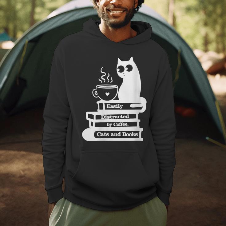 Easily Distracted Cats Coffee And Books Men Hoodie Easily Distracted Cats Coffee And Books Men Hoodie