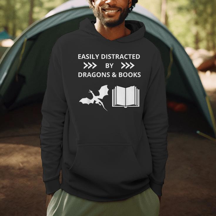 Easily Distracted By Dragon And Books Nerds Men Hoodie Easily Distracted By Dragon And Books Nerds Men Hoodie
