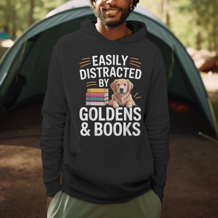 Easily Distracted By Goldens & Books Golden Retriever Dog Men Hoodie Easily Distracted By Goldens & Books Golden Retriever Dog Men Hoodie