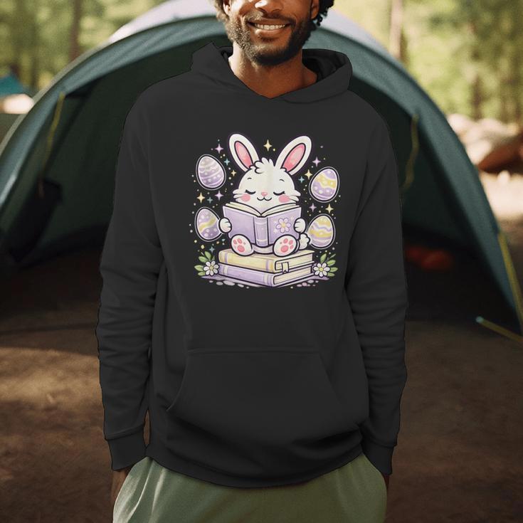 Easter Bunny Reading Book Cute Pastel Eggs Men Hoodie