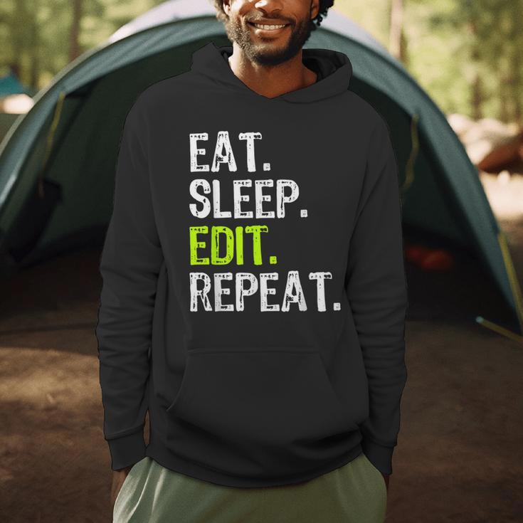 Eat Sleep Edit Repeat Editor Editing Video Film Book Men Hoodie