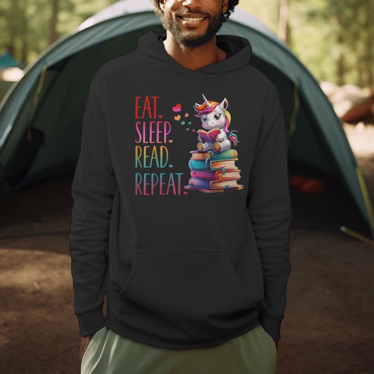 Eat Sleep Read Repeat Unicorn Read Book Reading Lovers Kids Men Hoodie