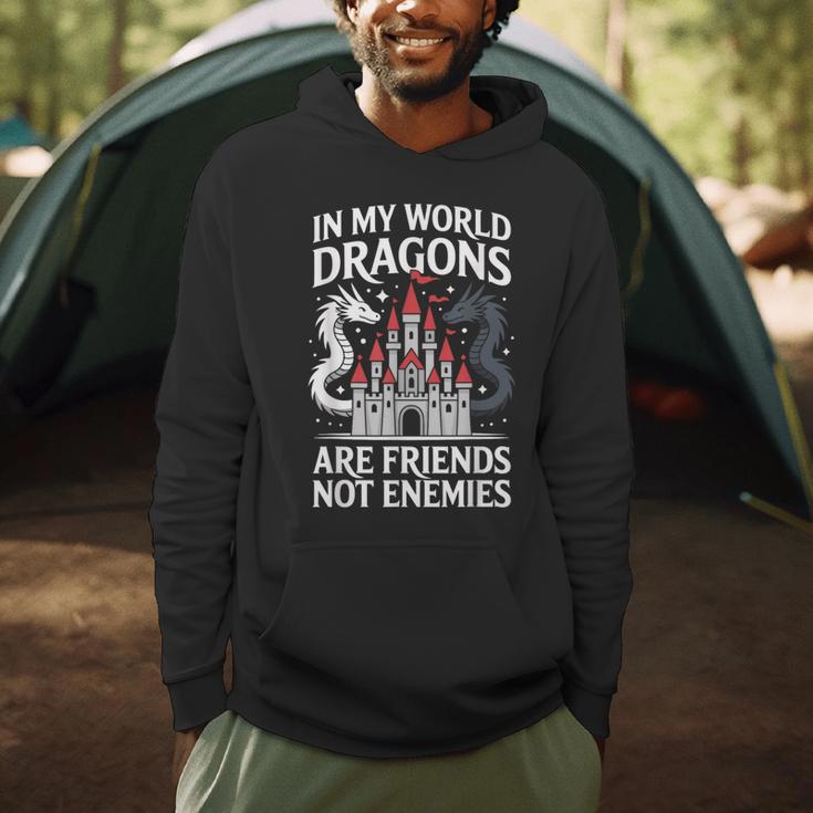Fantasy Book Bookish My World Dragons Friends Not Enemies Men Hoodie