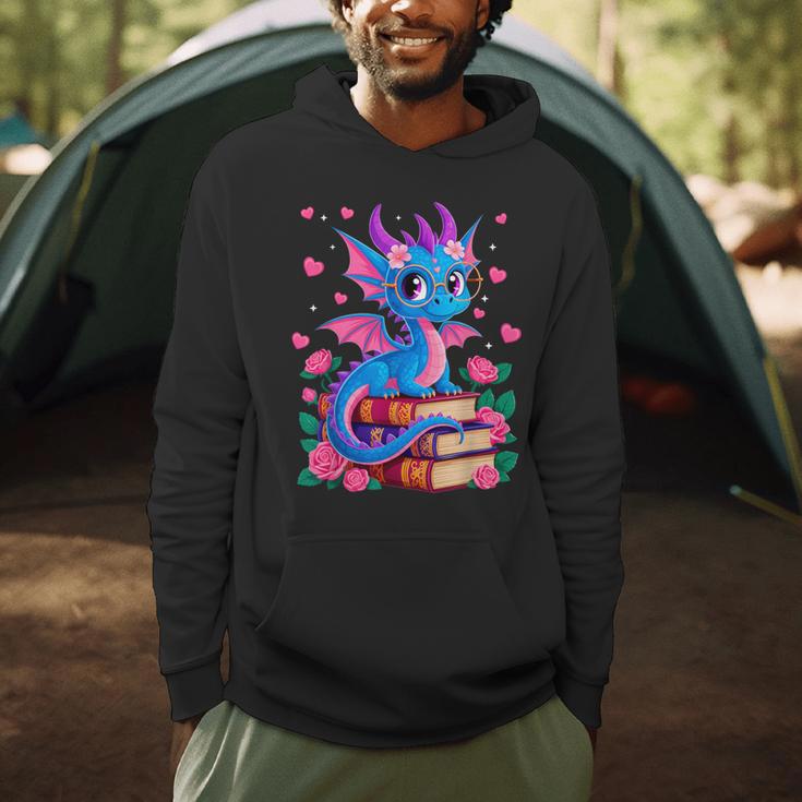Fantasy Dragon Reading Books Bookworm Men Hoodie