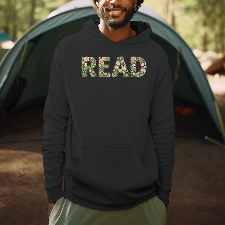 Floral Read Typography Aesthetic Book Lover Men Hoodie