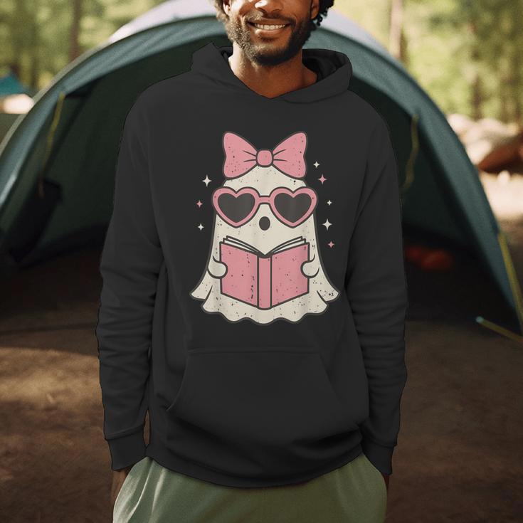 Ghost Reading Book Halloween Cat Lover Men Hoodie