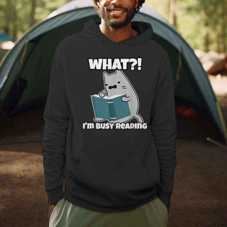 Grey Cat Reading Book Busy Doing Book Related Things Men Women Kids Men Hoodie