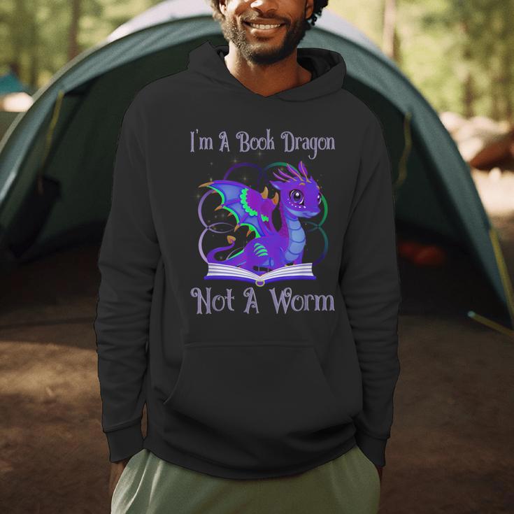 I'm a Book Dragon Not a Worm Dragons Reading Men Hoodie