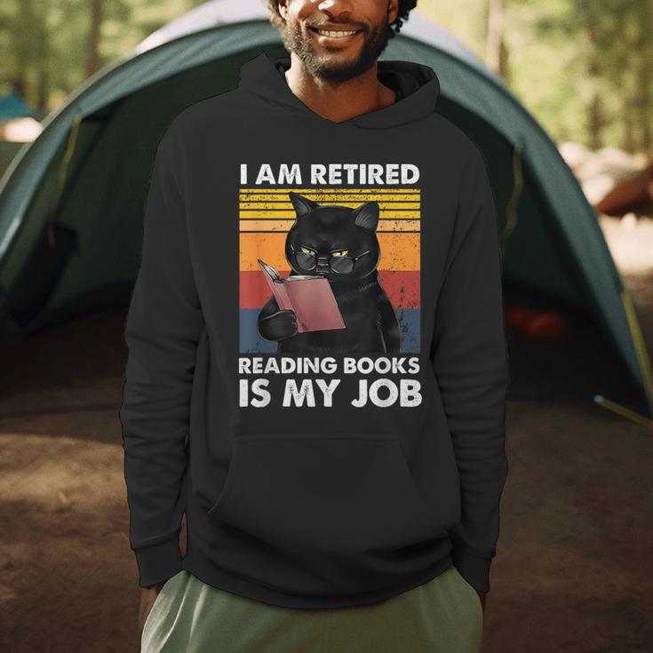 I'm Retired Reading Books Is My Job Cat Reader Men Hoodie