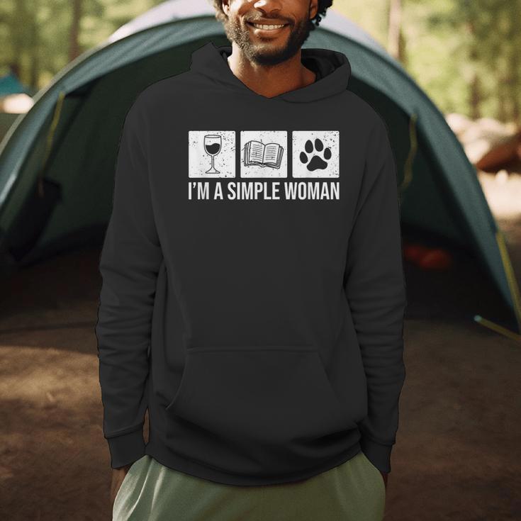 I'm A Simple Woman Wine Books & Dogs Reading Lover Men Hoodie