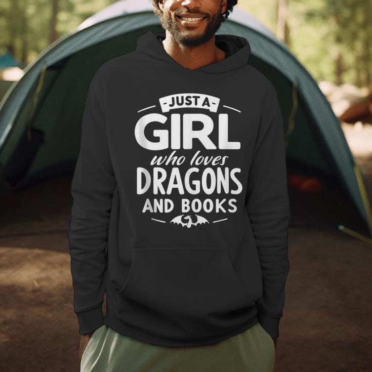 Just a Girl Who Loves Dragons & Books Book Lover Women Nerd Men Hoodie