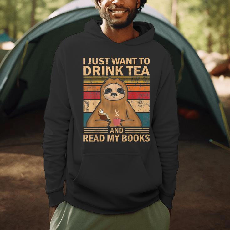 I Just Want To Drink Tea And Read My Books Sloth Men Hoodie I Just Want To Drink Tea And Read My Books Sloth Men Hoodie