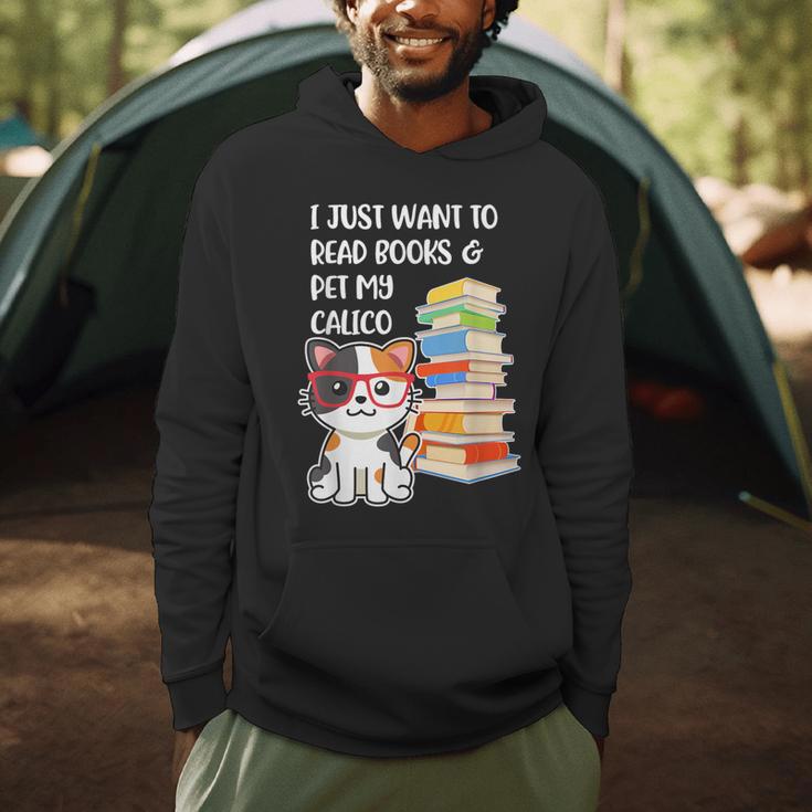 I Just Want To Read Books And Pet My Calico Kitty Cat Men Hoodie I Just Want To Read Books And Pet My Calico Kitty Cat Men Hoodie